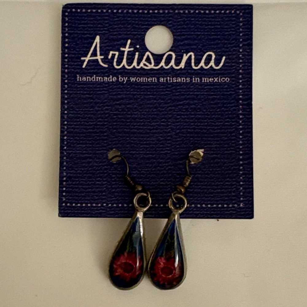 Artisan Red Teardrop Earrings